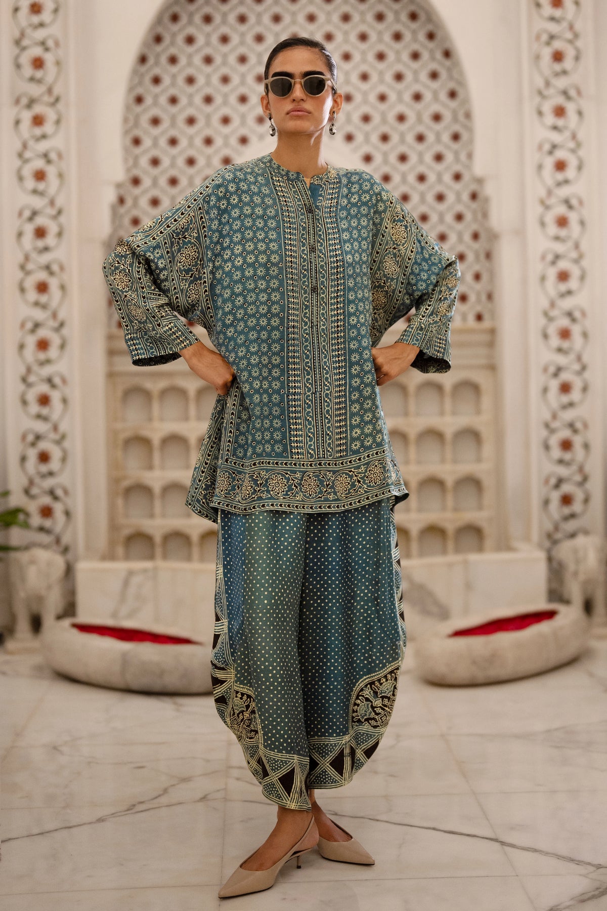 AJRAKH PRINT WIDE-LEGGED PANT