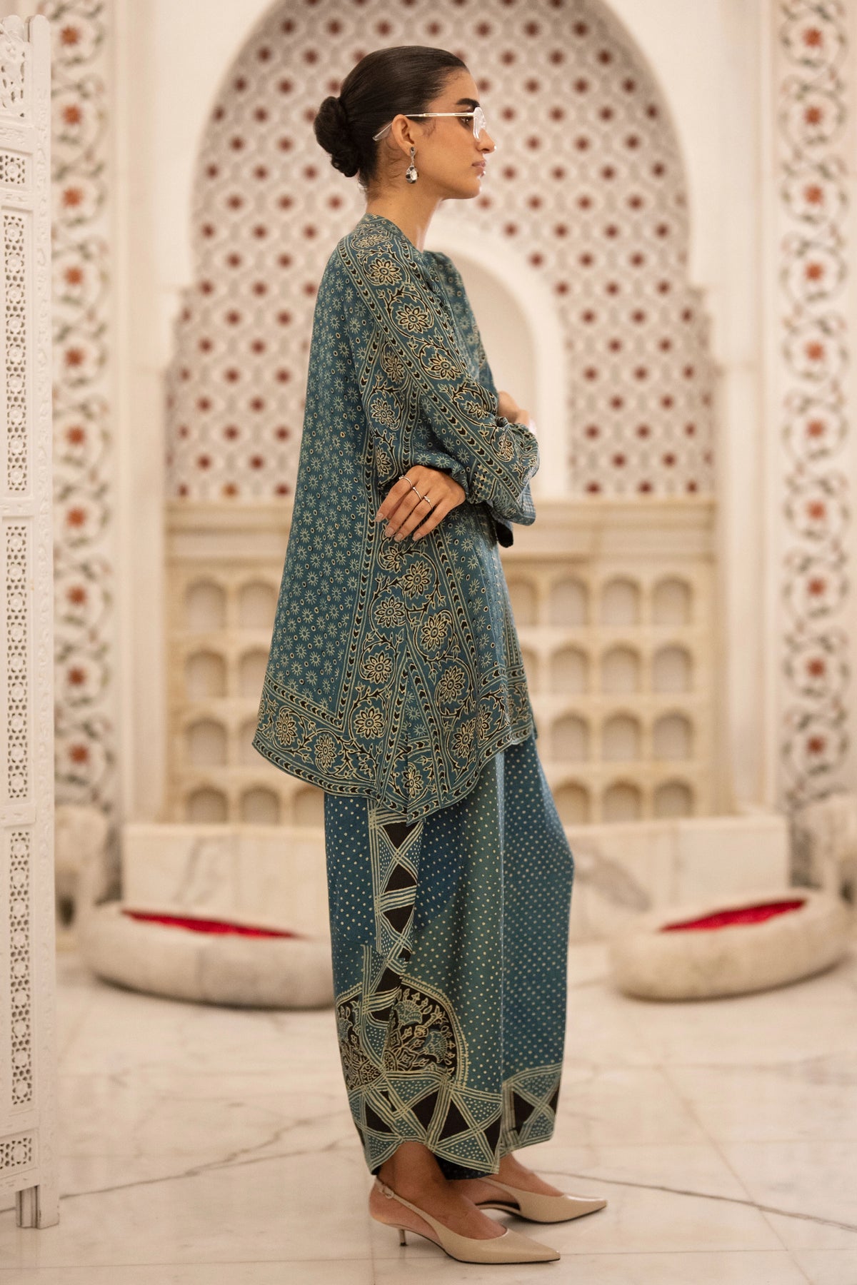 AJRAKH PRINT WIDE-LEGGED PANT