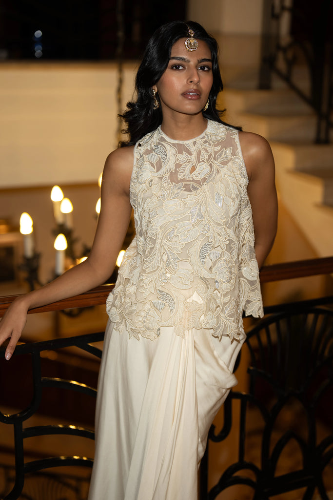 SEQUIN & BEAD EMBROIDERED SCALLOPED TOP dash and dot