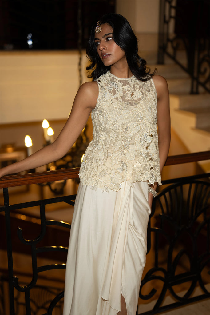 SEQUIN & BEAD EMBROIDERED SCALLOPED TOP dash and dot