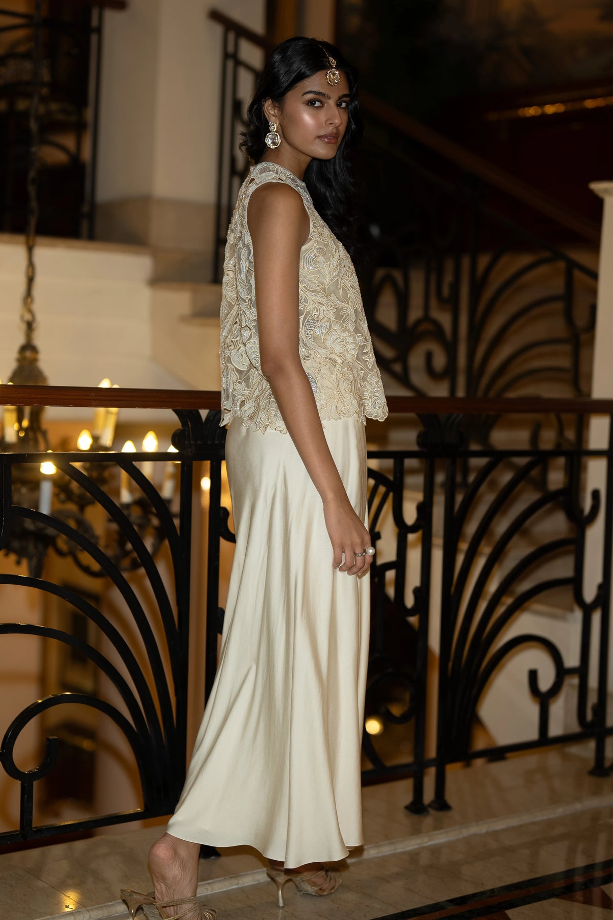 IVORY DRAPED SKIRT