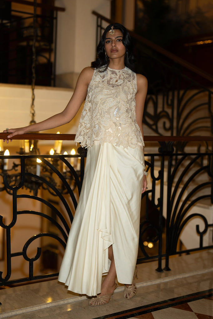 IVORY DRAPED SKIRT dash and dot