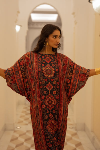 TAPESTRY PRINT KAFTAN DRESS