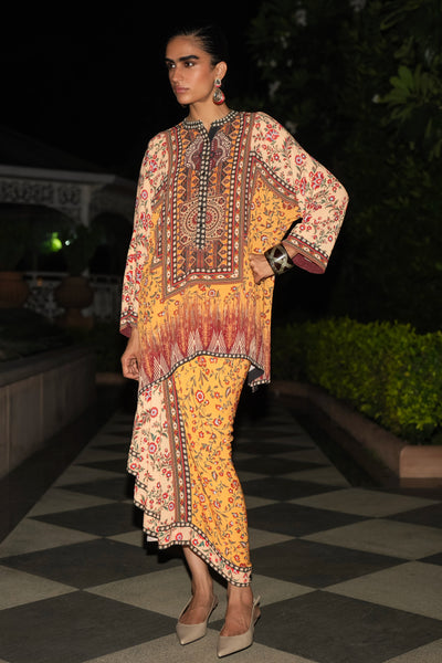 TRIBAL PANEL PRINT TOP & DRAPE SKIRT SET