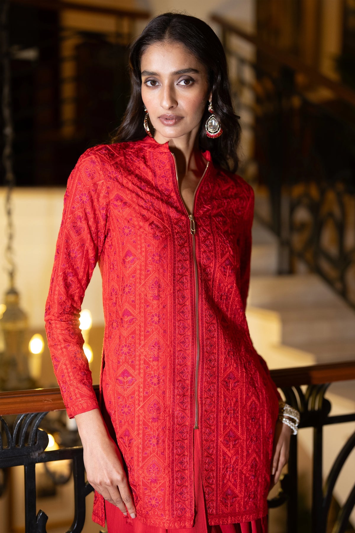 EMBROIDERED ZIP FRONT JACKET