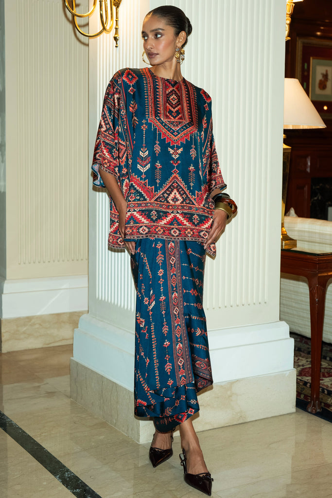 TRIBAL PRINT BOXY TOP & DRAPE SKIRT SET dash and dot