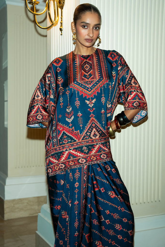 TRIBAL PRINT BOXY TOP & DRAPE SKIRT SET dash and dot
