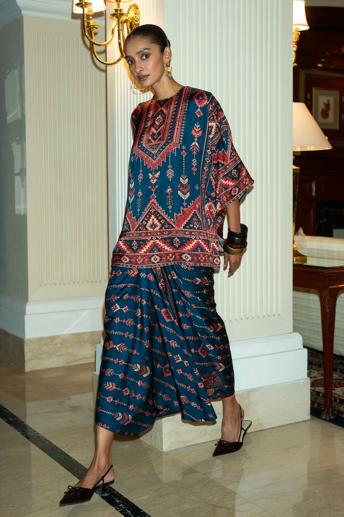 HERITAGE PRINT DRAPE SKIRT