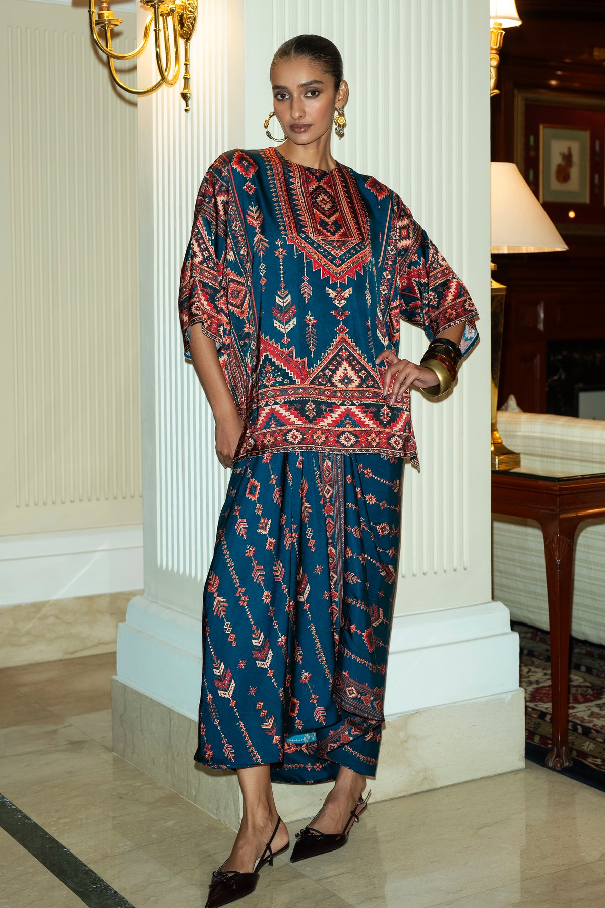 HERITAGE PRINT DRAPE SKIRT