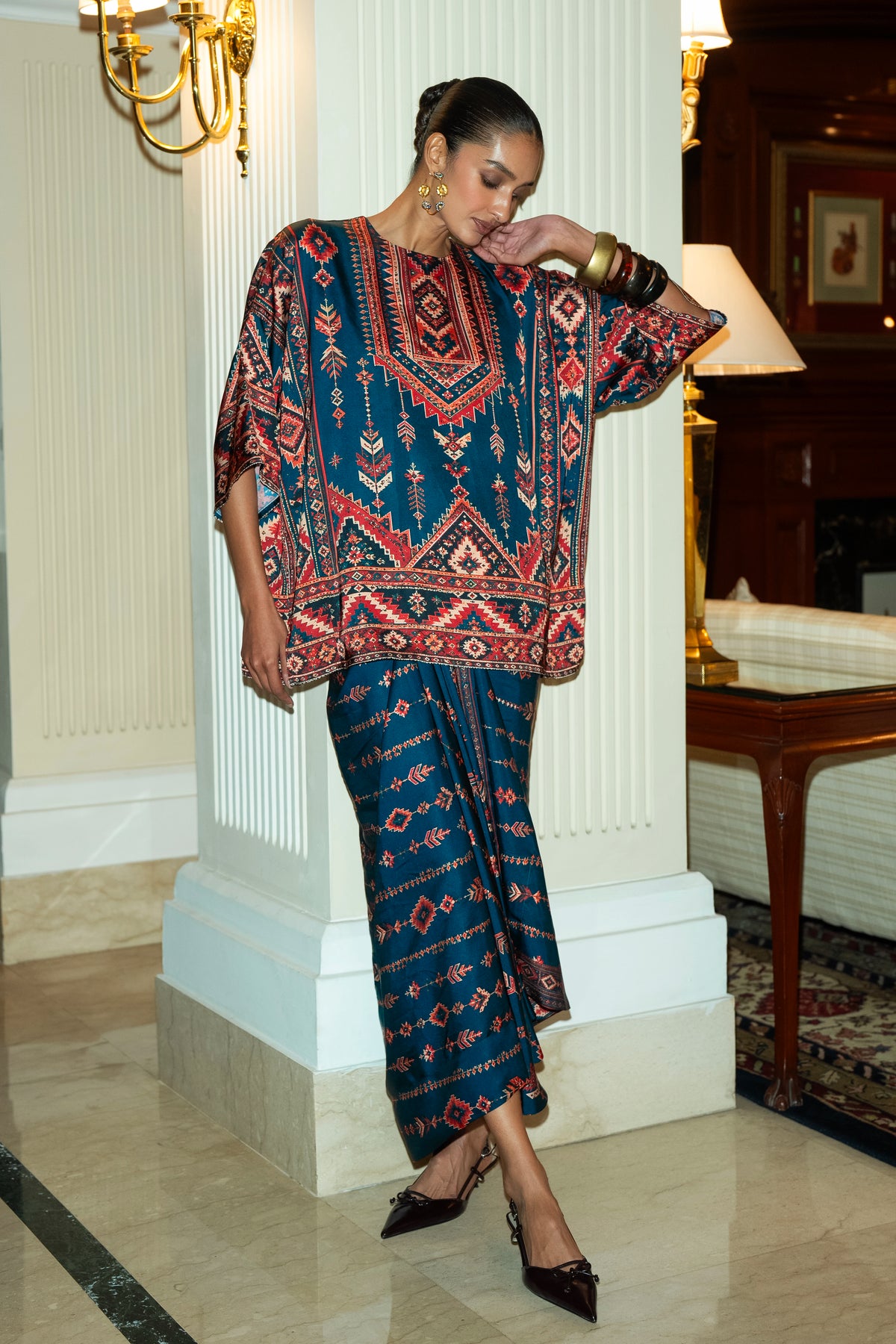 HERITAGE PRINT DRAPE SKIRT