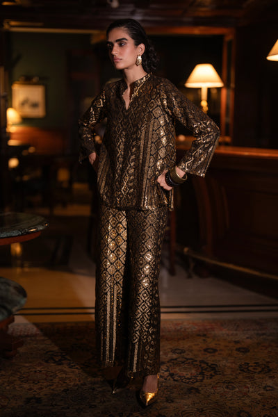 GEOMETRIC SEQUIN EMBROIDERED TOP
