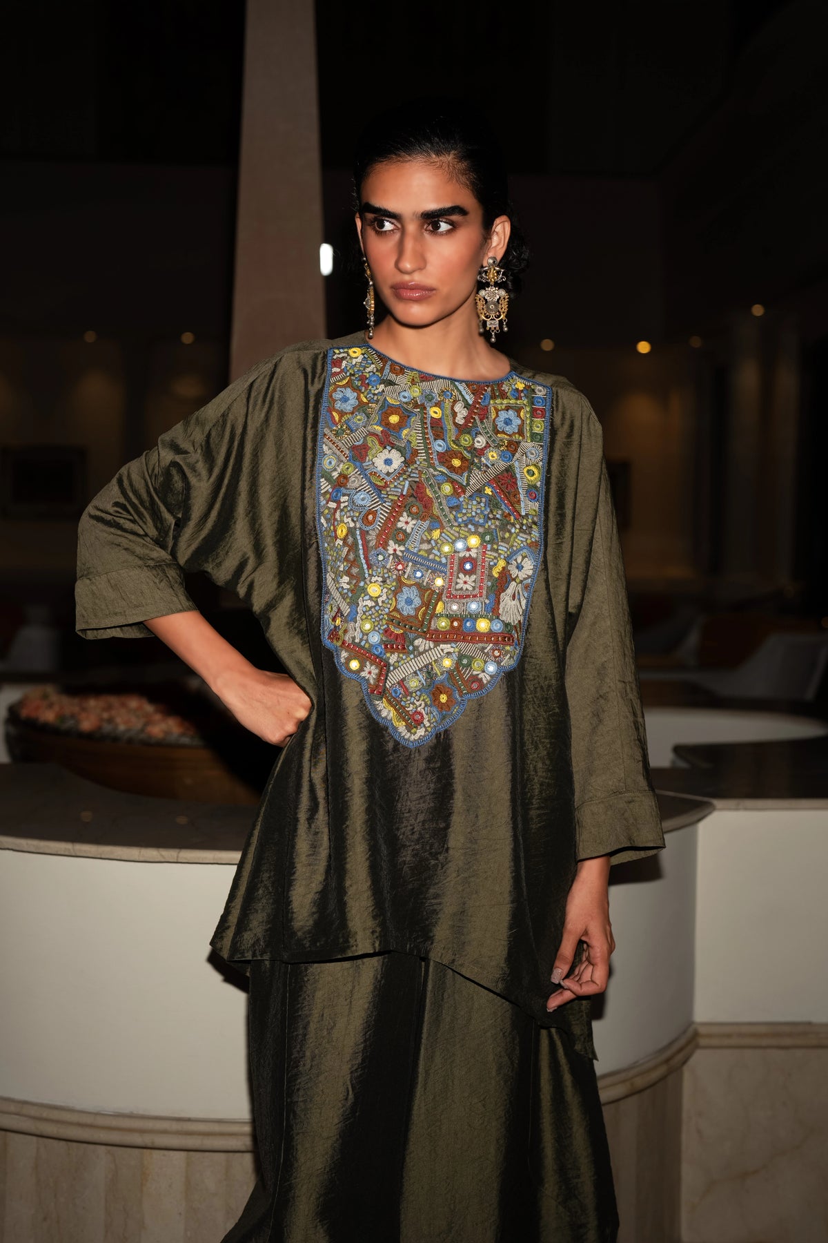 EMBROIDERED BIB TOP