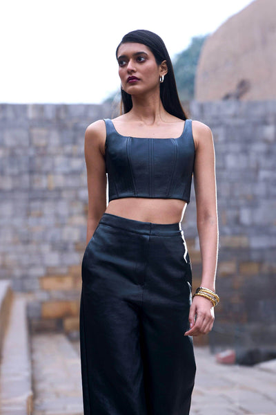 WAXED DENIM CORSET AND PANT - dash and dot