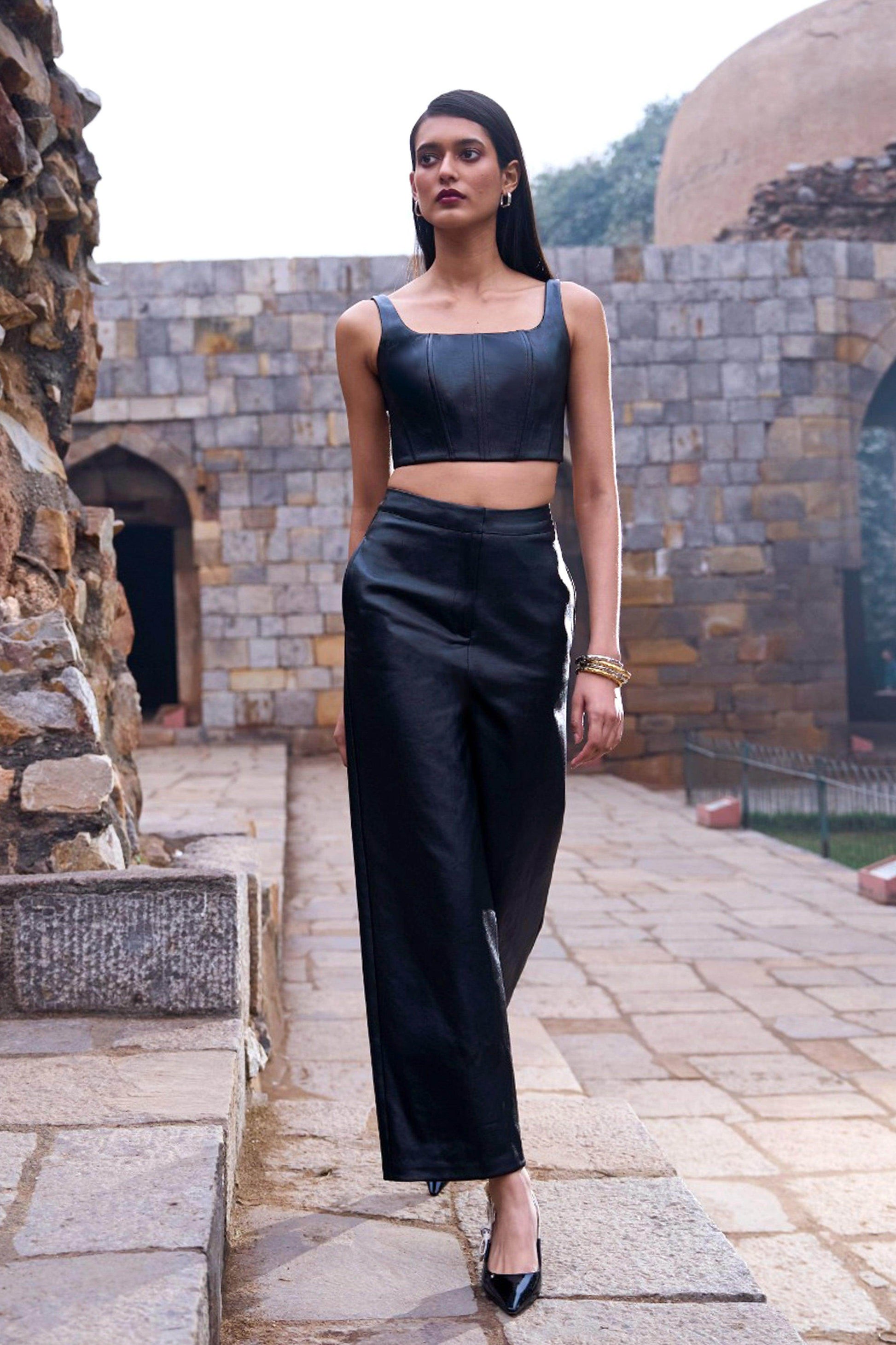 WAXED DENIM CORSET AND PANT - dash and dot