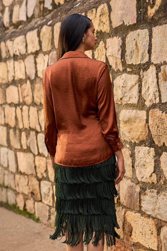 LAYERED FRINGE MIDI SKIRT - dash and dot dash and dot