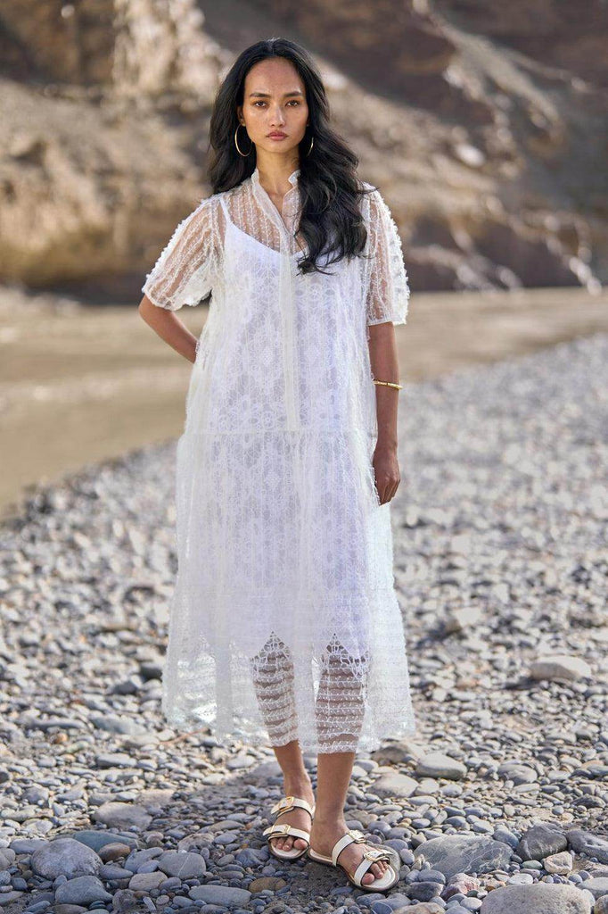 TIERED EMBROIDERED MESH DRESS - dash and dot dash and dot