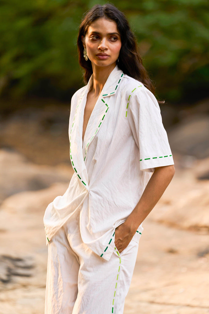 EMBROIDERED POPLIN PANT - dash and dot dash and dot