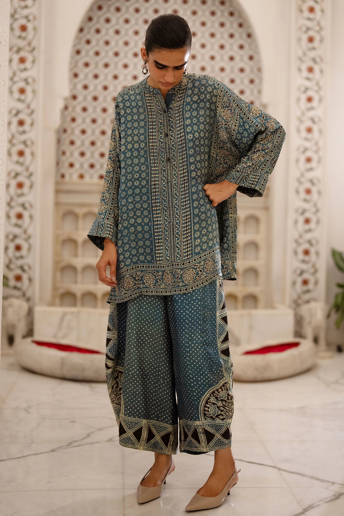 AJRAKH PRINT WIDE-LEGGED PANT