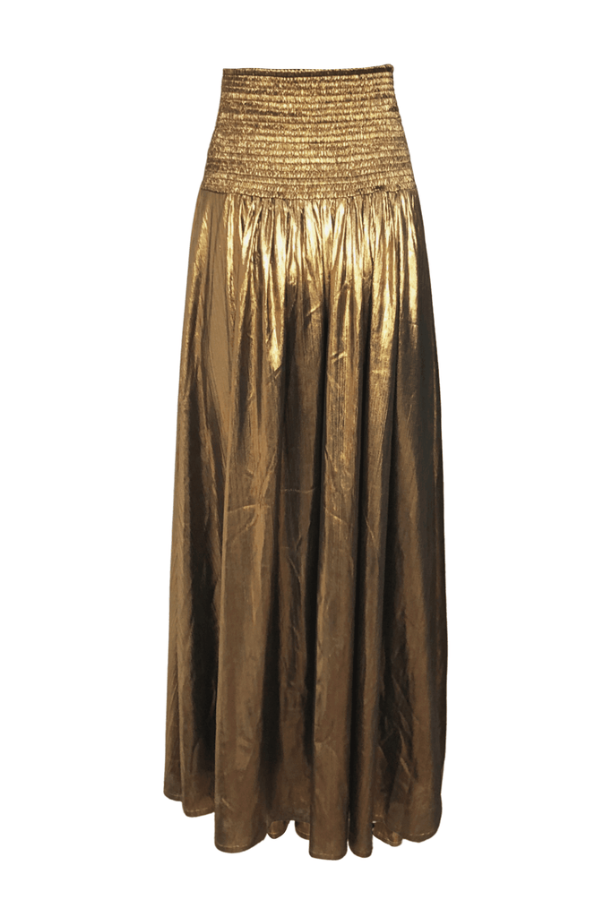 FIT & FLARE GOLD SKIRT - dash and dot dash and dot