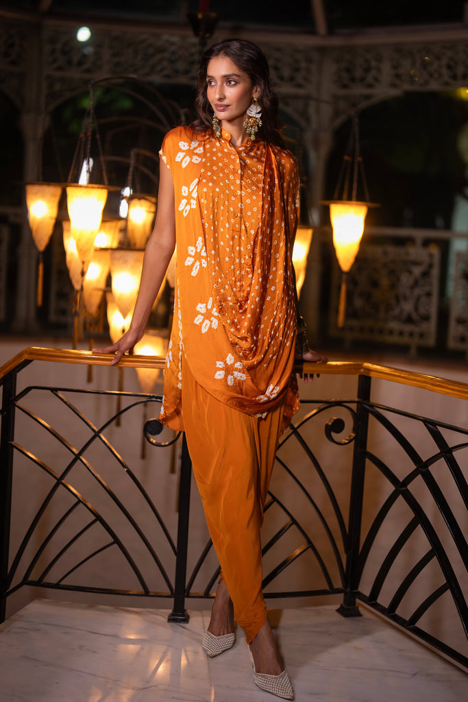 BANDHANI COWL DRAPE TOP & TULIP HEM PANT SET dash and dot