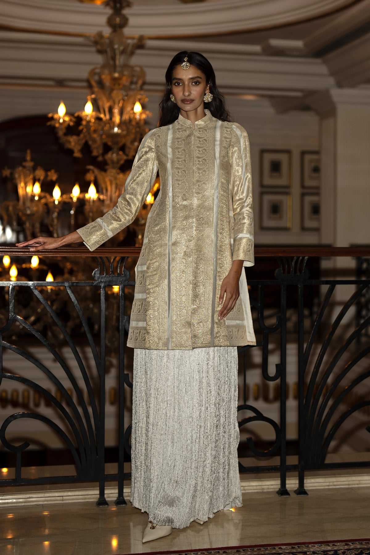 BENARES SILK BROCADE LONGLINE JACKET