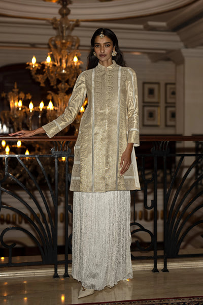 BENARES SILK BROCADE LONGLINE JACKET