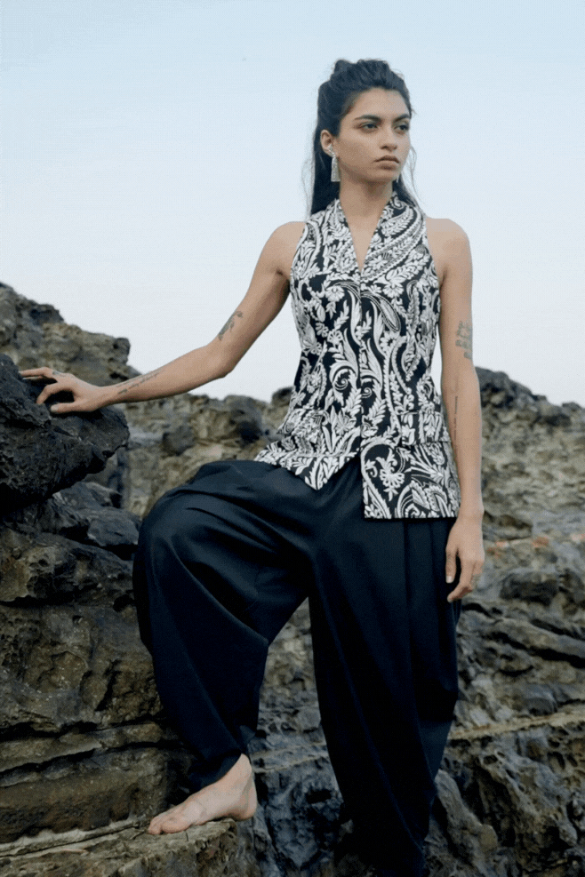 BLACK COWL PANTS - dash and dot