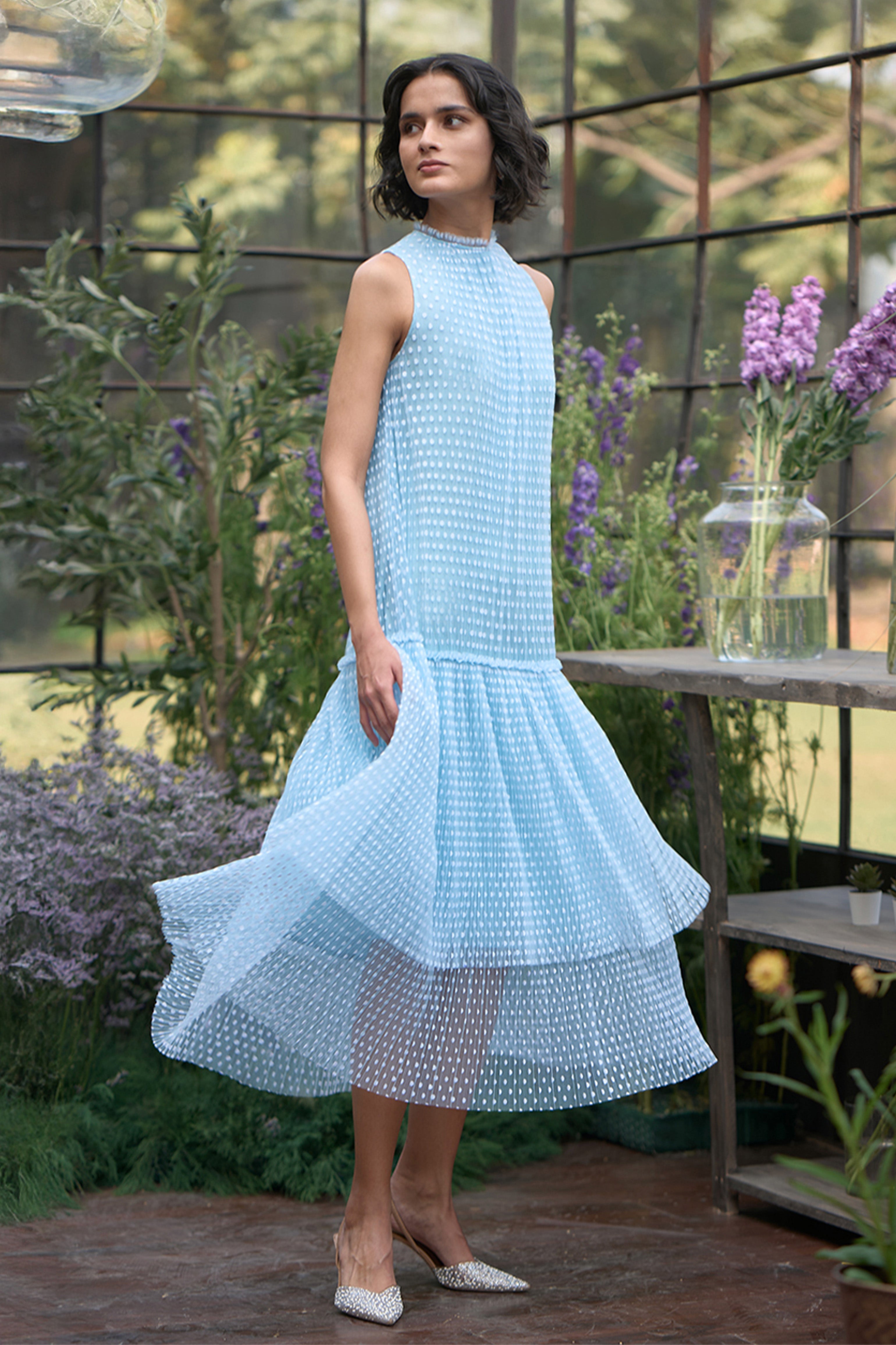 pleated polka dot dress TIERED – dash and dot colour:paiva-dress-satin-mink-16 Contact with me for Plain Black Short Sleeve Size:19 3XLarge 34-35 Sleeve