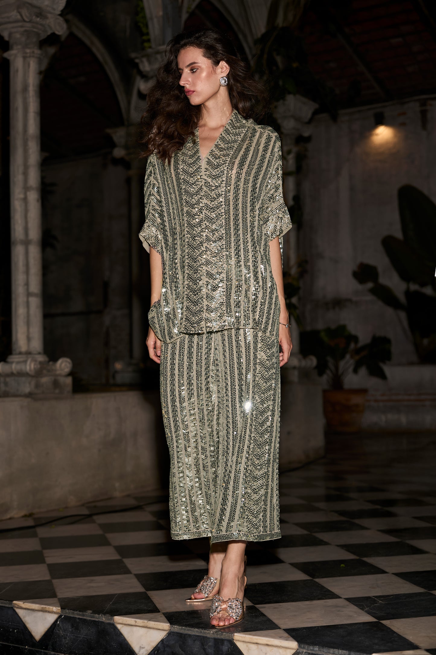 SEQUIN EMBROIDERED PANT