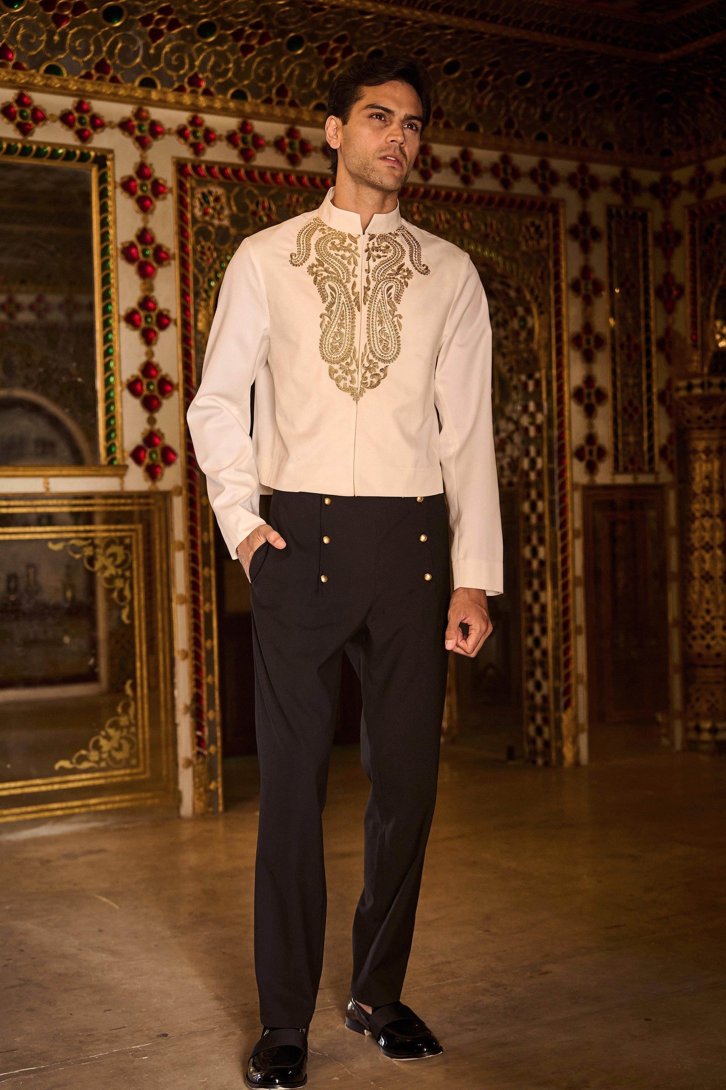 EMBROIDERED SHIRT & SAILOR PANT SET - dash and dot