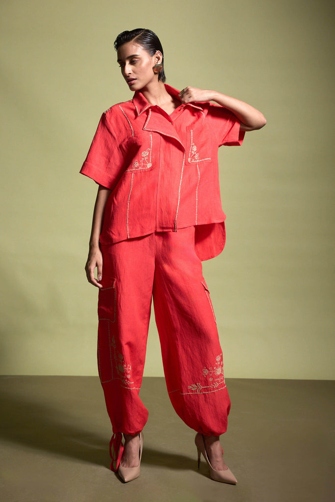 EMBROIDERED LINEN SET - dash and dot dash and dot