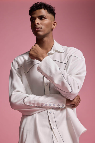 CONTRAST PIPED SHIRT - dash and dot