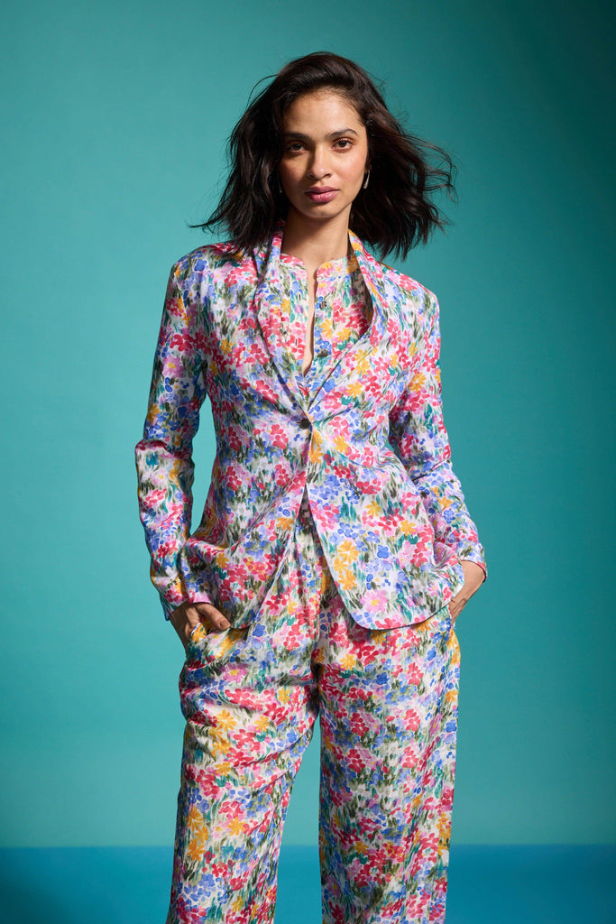 FLORAL PRINTED LINEN BLAZER - dash and dot dash and dot