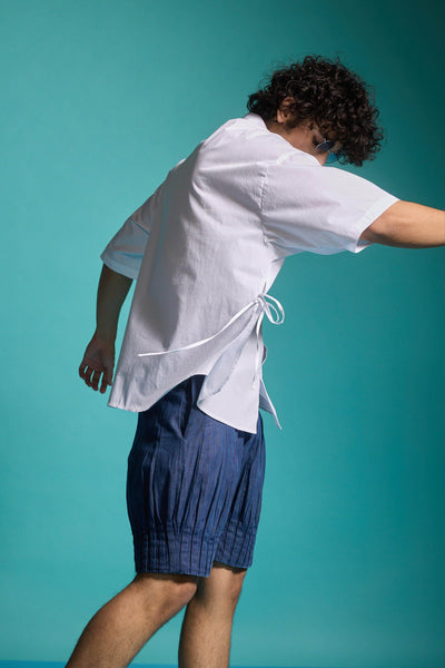 PLEATED DENIM SHORTS - dash and dot