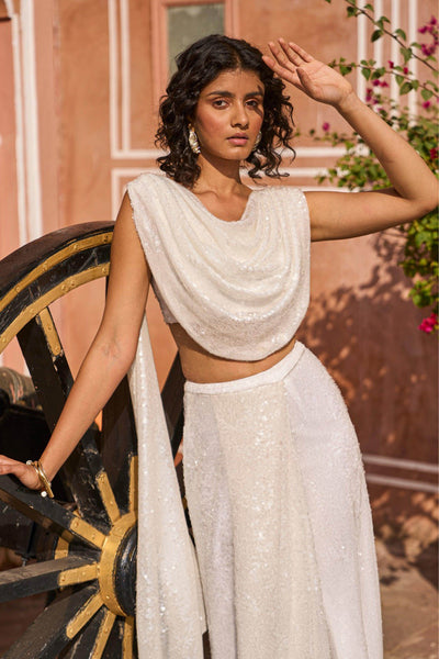 DRAPED SEQUIN TOP - dash and dot