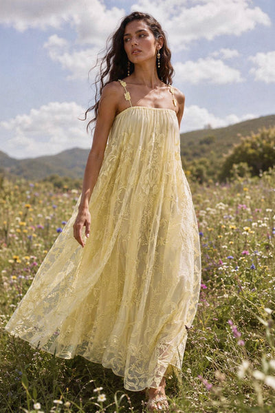 FLOWING EMBROIDERED MIDI