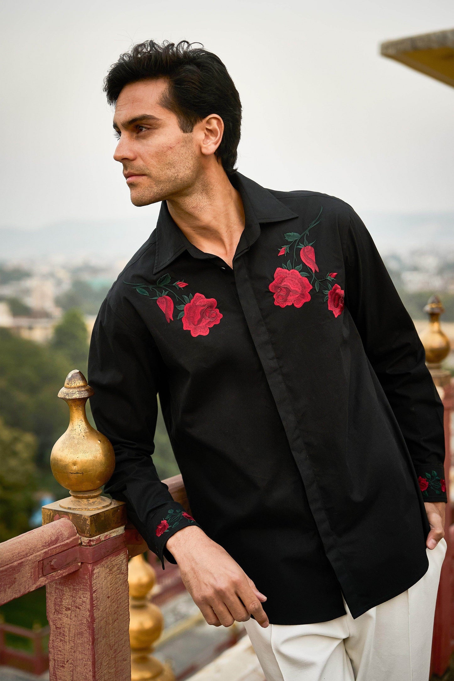 EMBROIDERED ROSE SHIRT - dash and dot