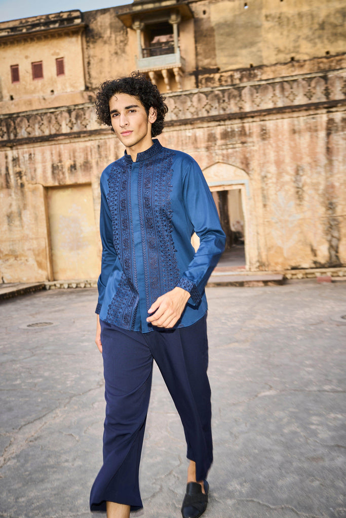 EMBROIDERED COLLAR, PLACKET & CUFF SHIRT - dash and dot dash and dot