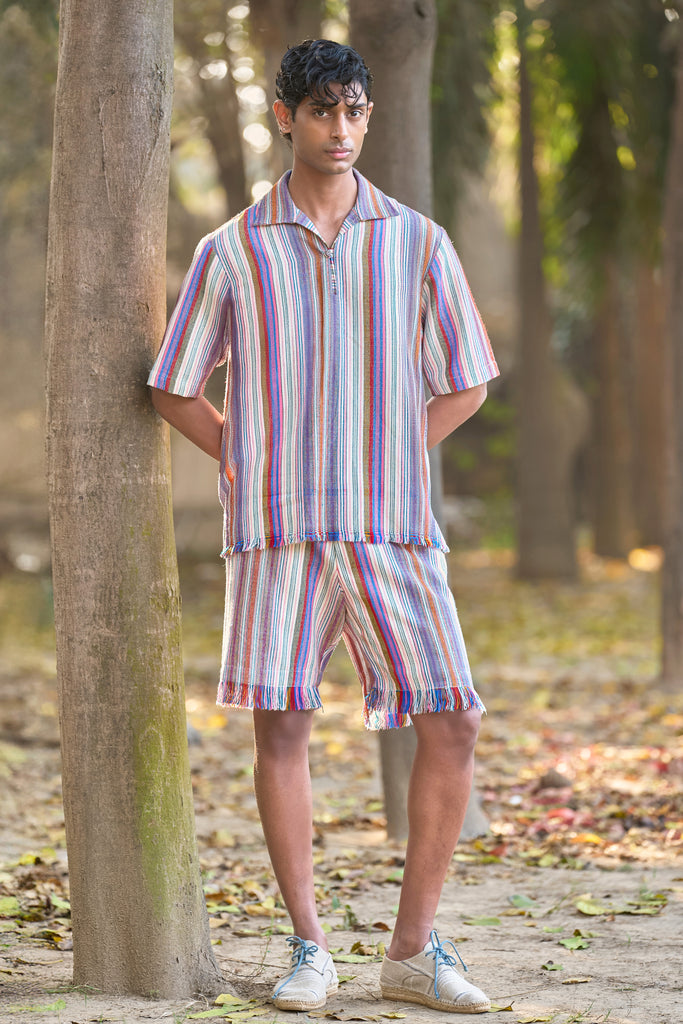 JACQUARD STRIPED SHORTS SET dash and dot