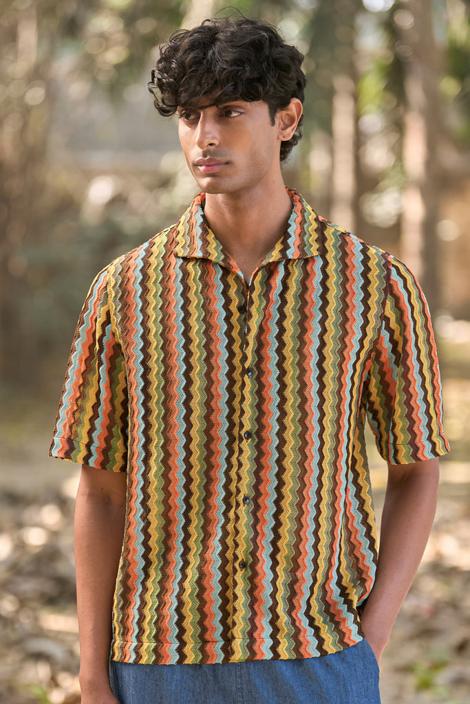 MULTICOLOUR TEXTURED KNIT SHIRT dash and dot