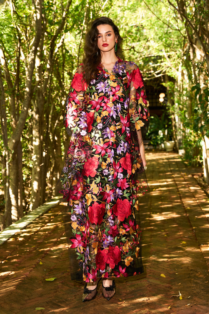 EMBROIDERED FLORAL KAFTAN dash and dot