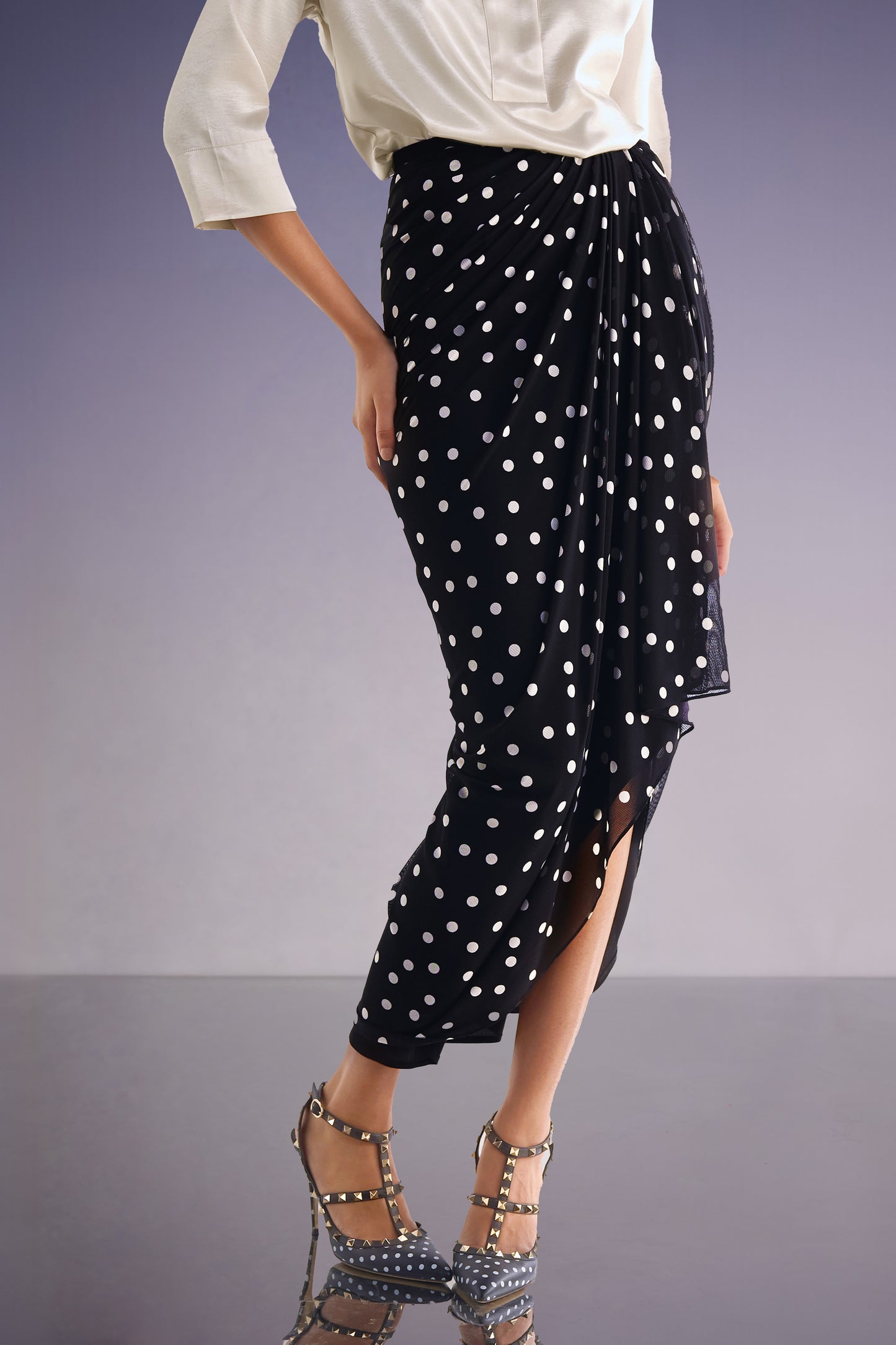 POLKA DOT DRAPE SKIRT