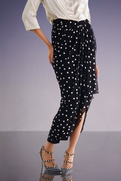 POLKA DOT DRAPE SKIRT