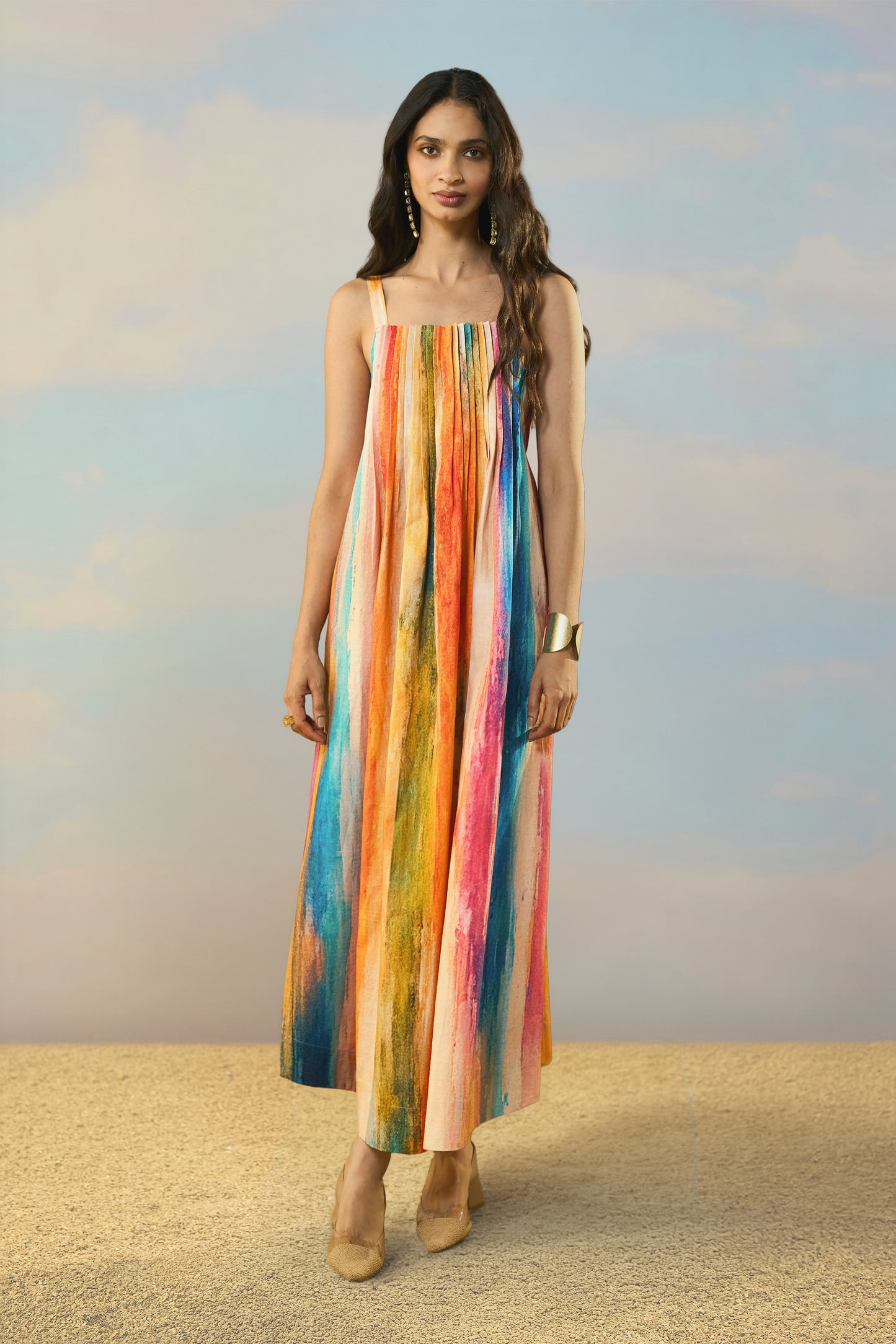 LINEN ABSTRACT WATERCOLOUR MAXI