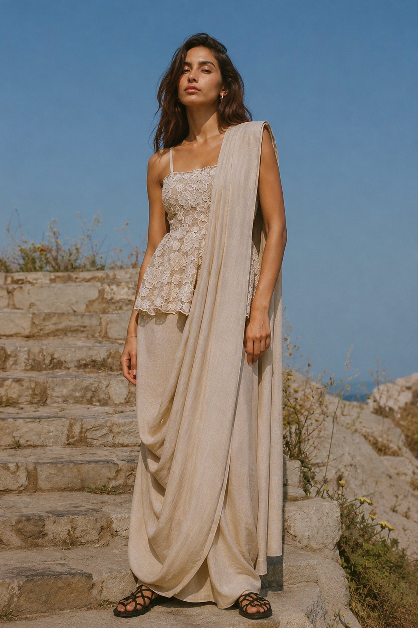 LINEN SARI DRAPE SKIRT