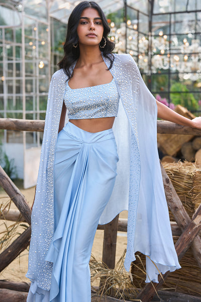 DEGRADÉ PEARL EMBELLISHED CAPE