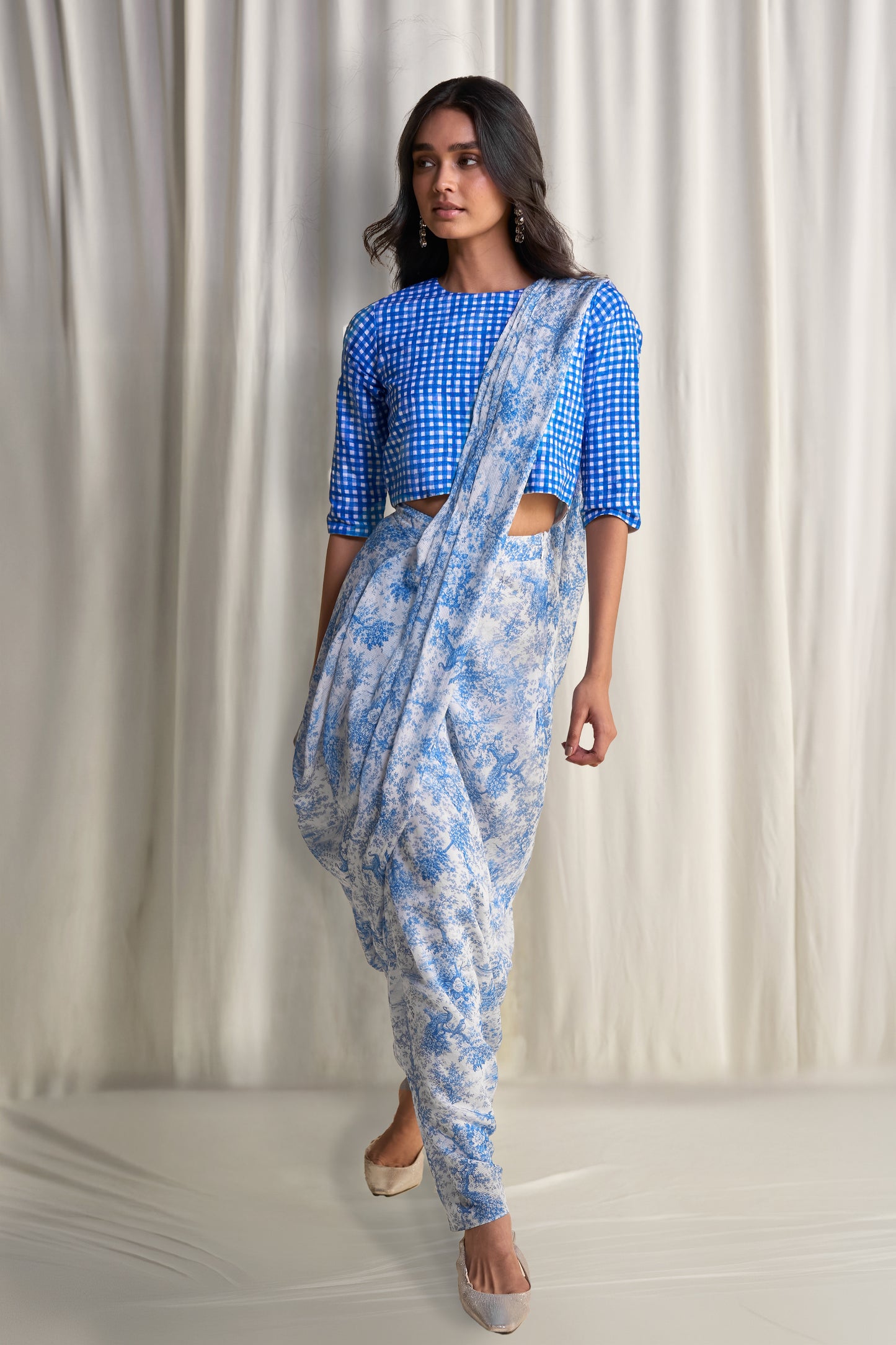 TOILE PRINT SARI DRAPE SKIRT