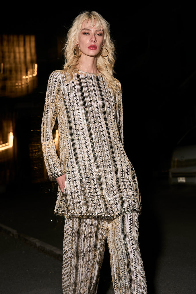 IVORY GOLD SEQUIN TOP dash and dot