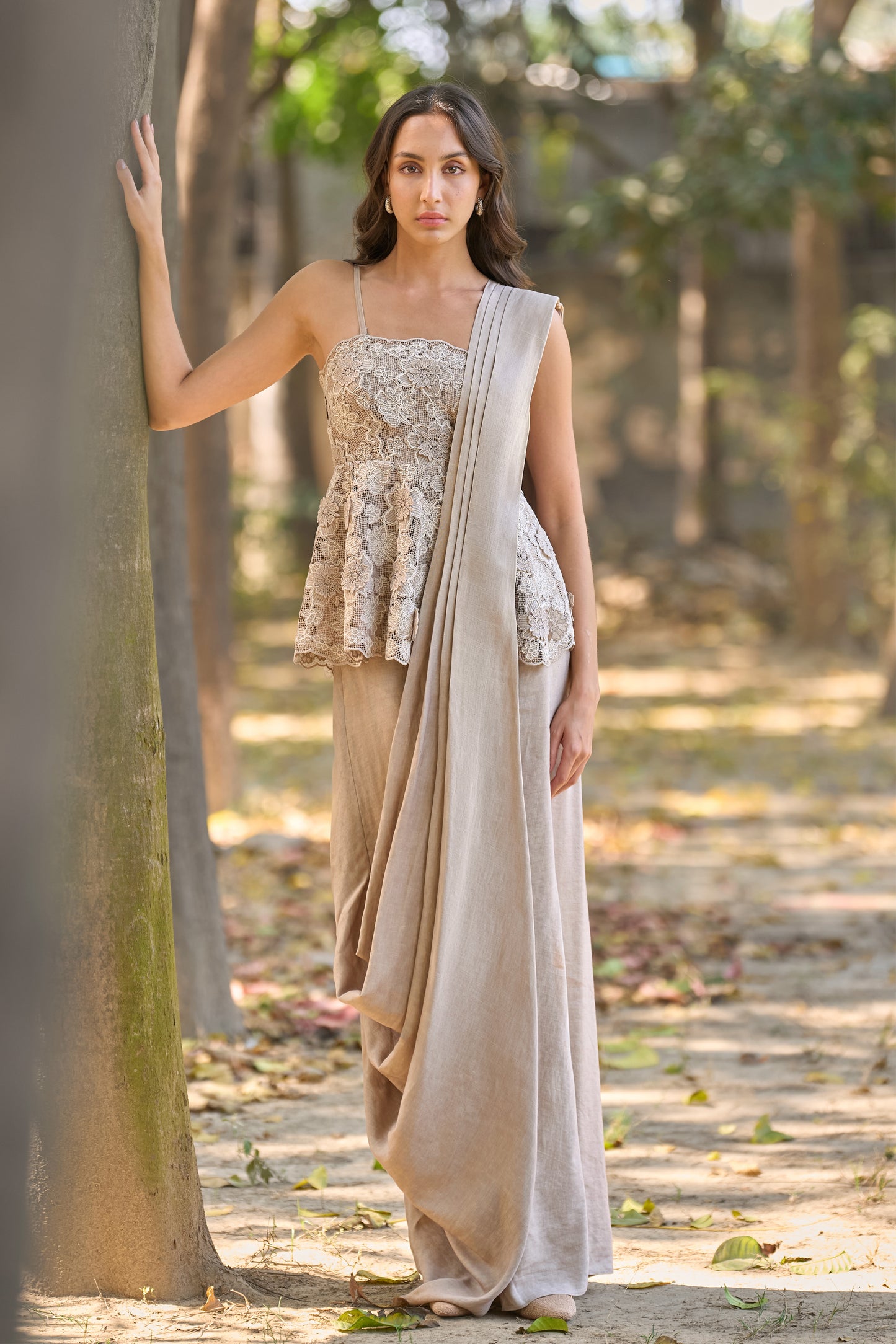 LINEN SARI DRAPE SKIRT