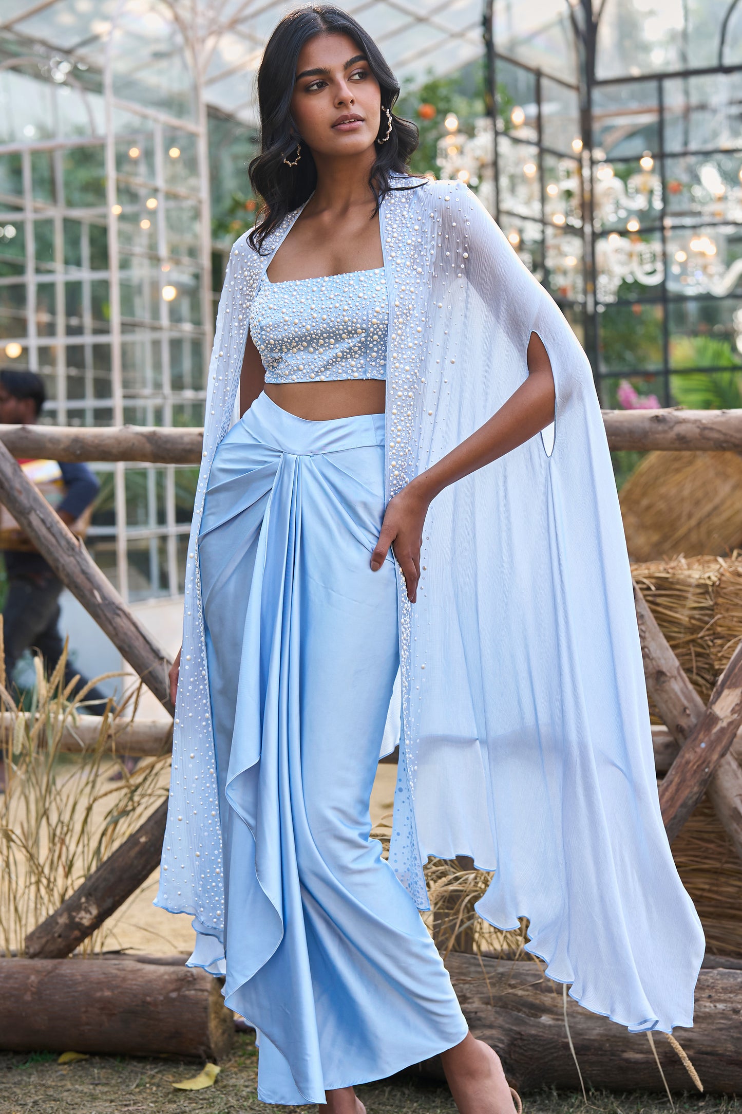 DRAPED SATIN SKIRT